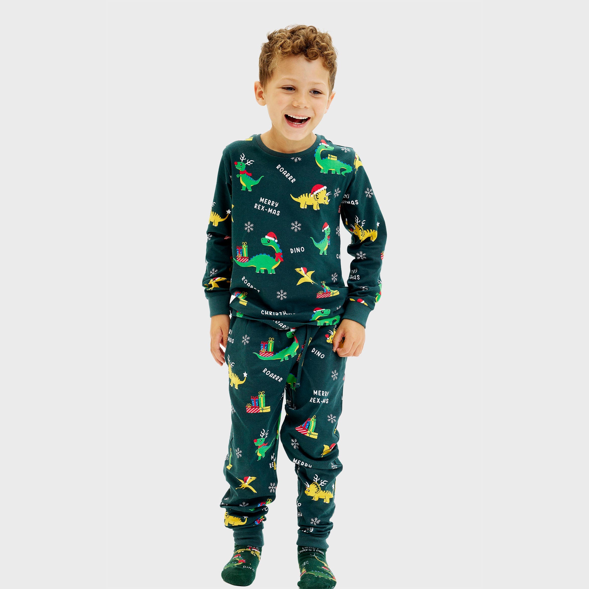 Dino julepyjamas - Barn.